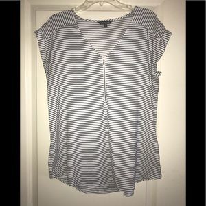 Express basic striped shirt with front zipper